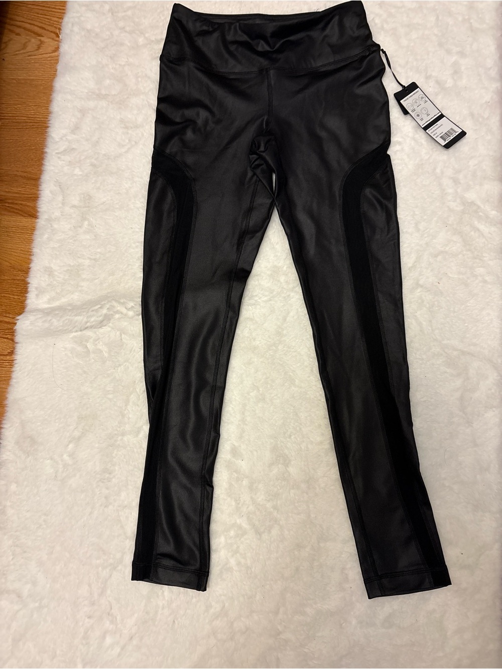 90 Degree By Reflex Black Faux-Leather Jeggings